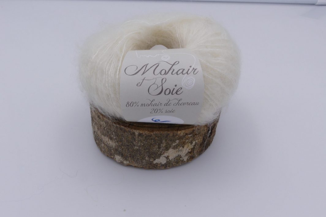 pelote de laine mohair et soie diva écru