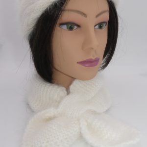 écharpe col feuille coeur d'angora blanc
