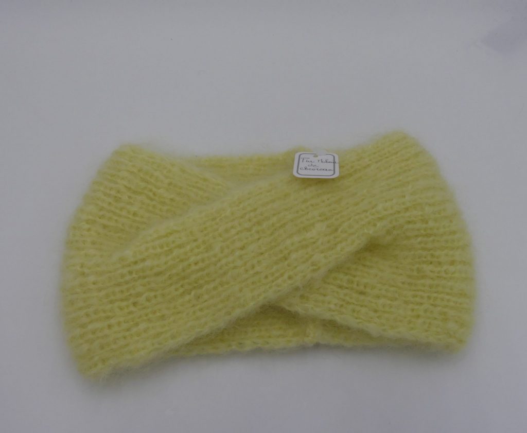 bandeau torsade pur mohair jaune paille