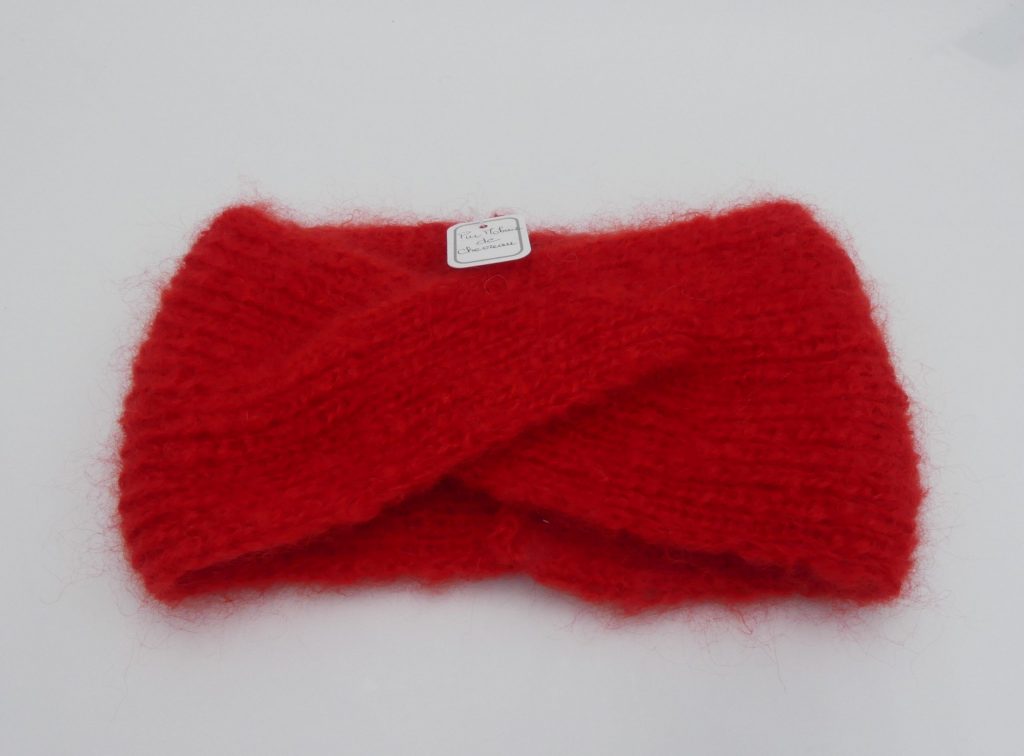 bandeau torsade pur mohair rouge écarlate