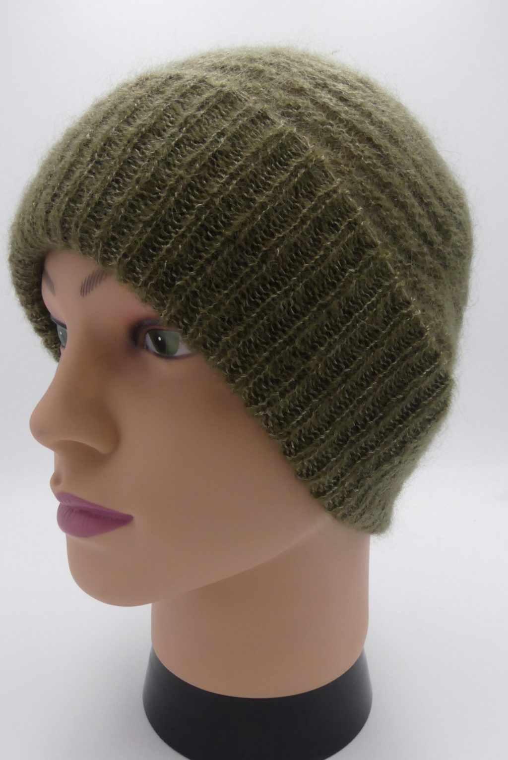 bonnet mohair et soie kaki