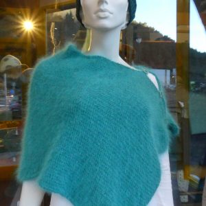 poncho angora 3 boutons douceur plus émeraude