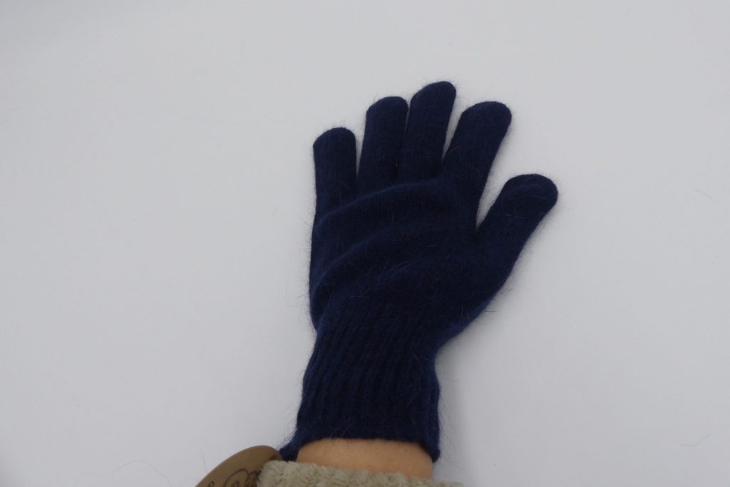 gants basiques en laine angora bleu marine
