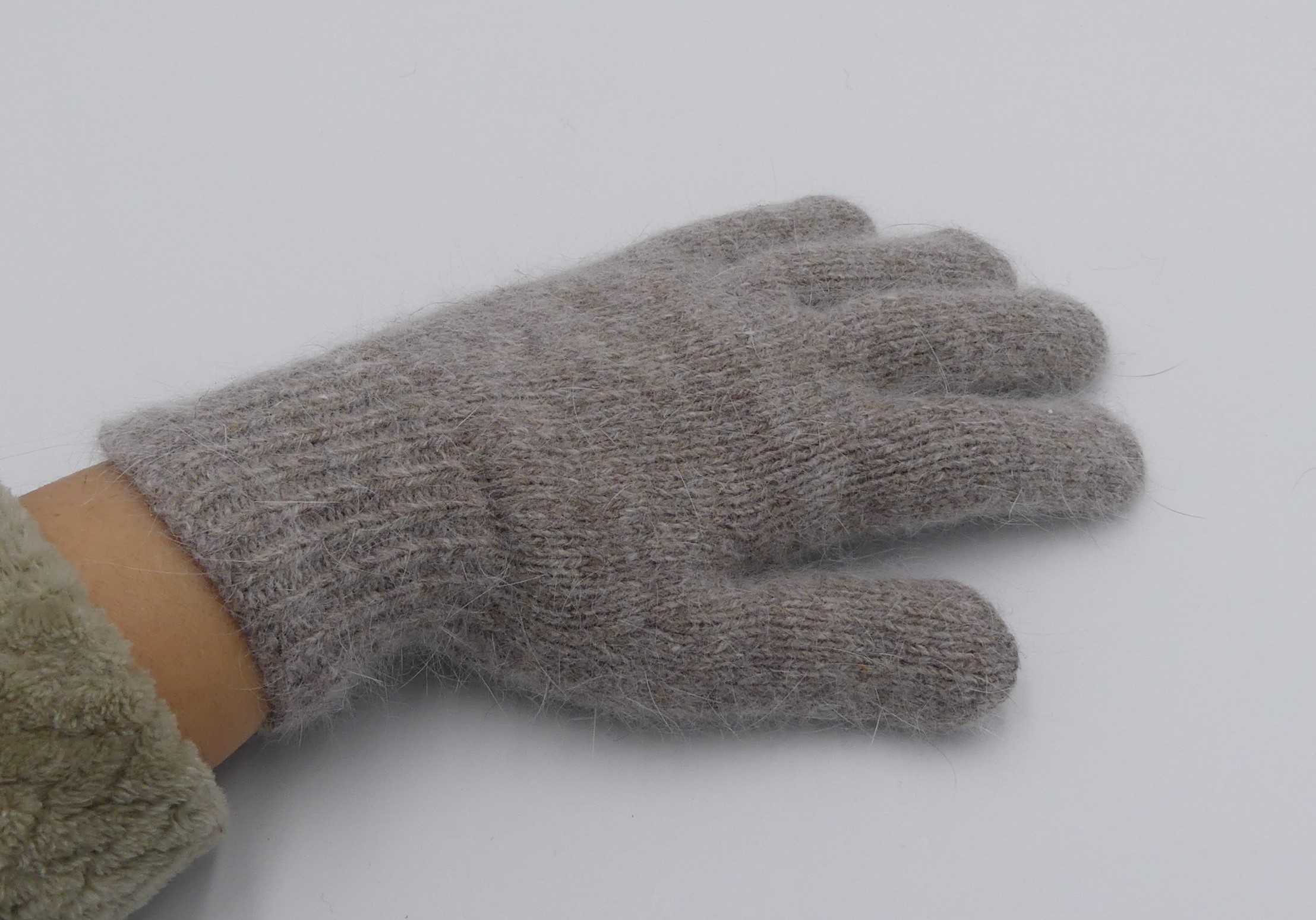 gants basiques en laine angora chiné