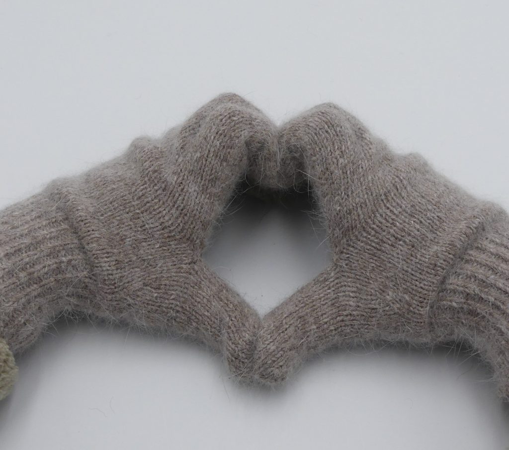 gants en laine angora chiné