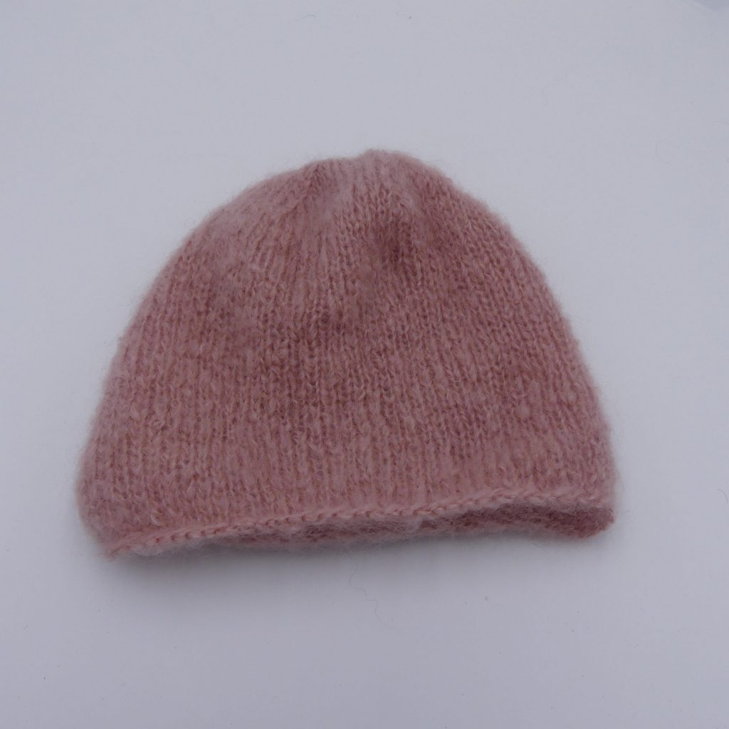 bonnet en pur mohair de chevreau jersey beige rose