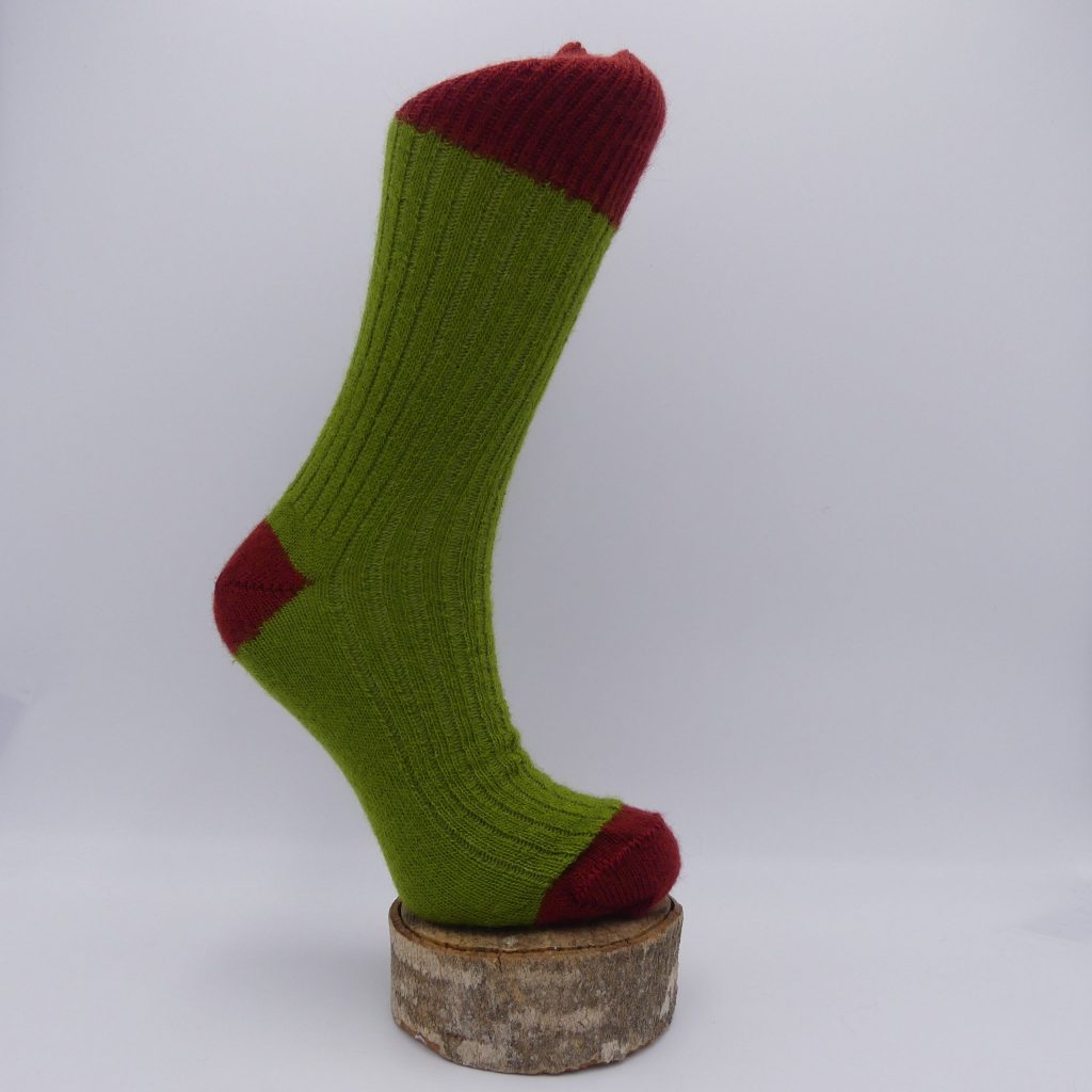 chaussettes en laine mohair anis et écureuil
