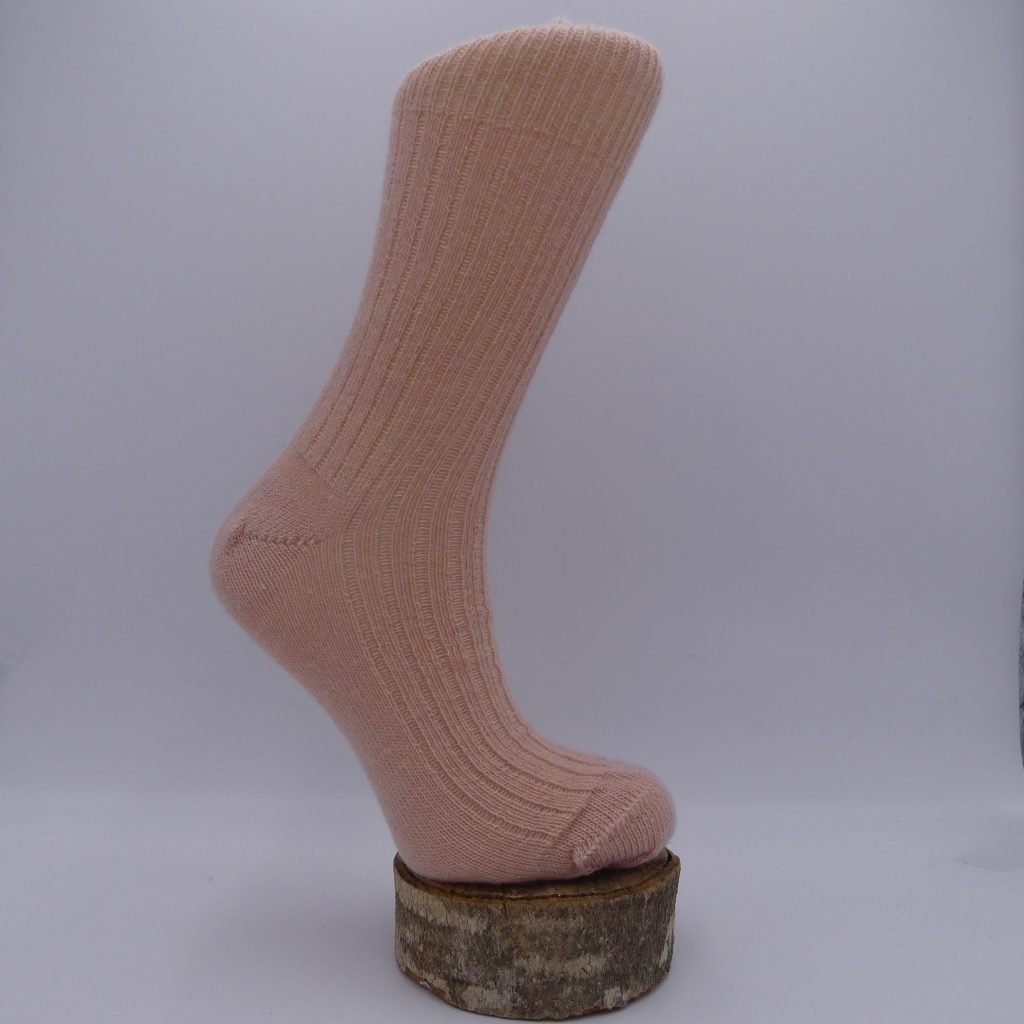 chaussettes en laine mohair rose coton