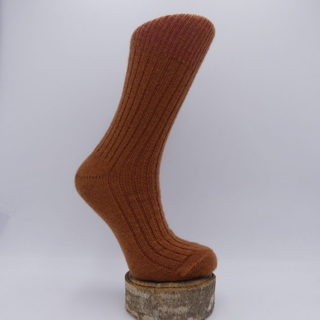 chaussettes en laine mohair terra cotta