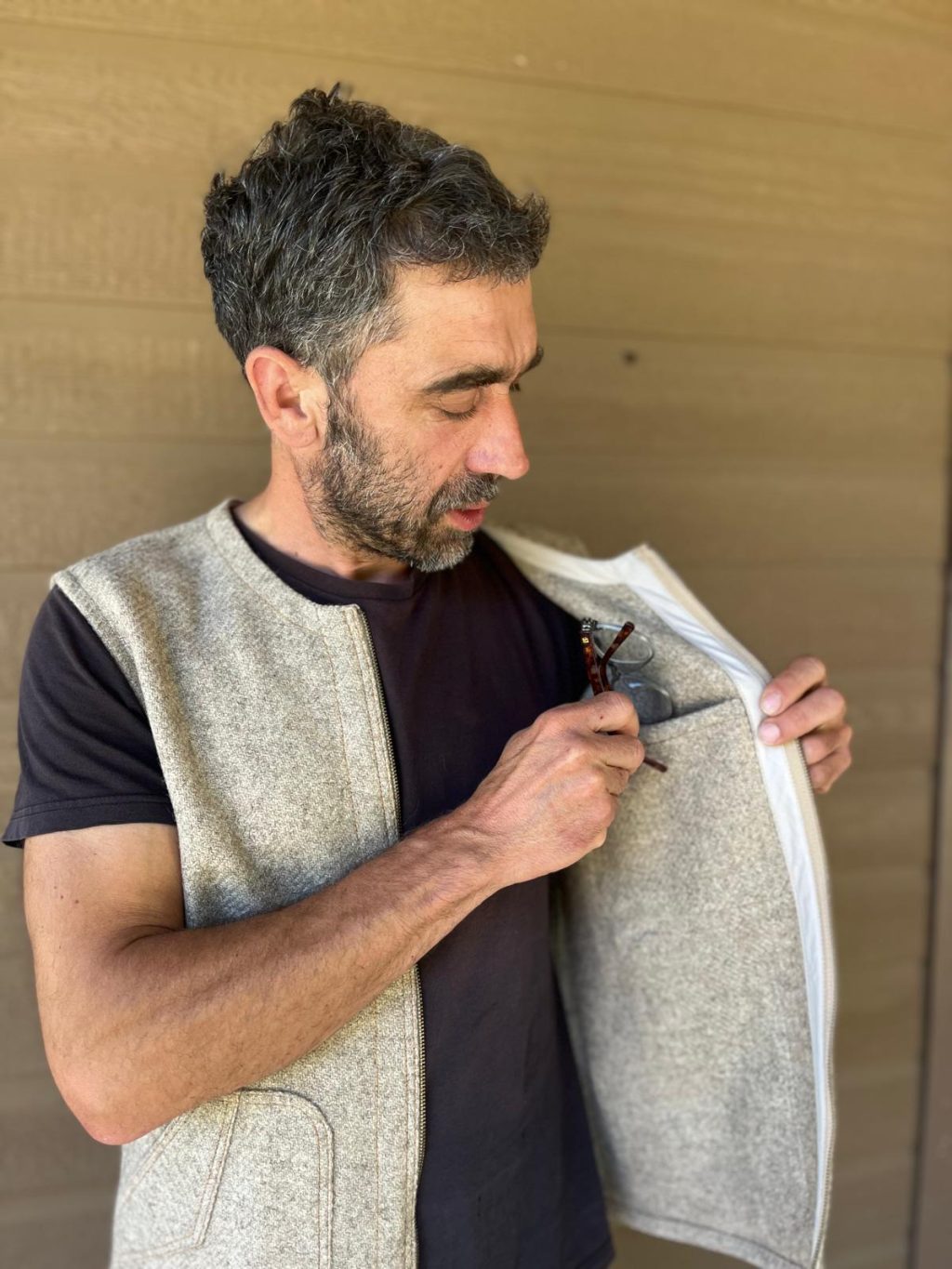 gilet 100% laine de bizet poche intérieur