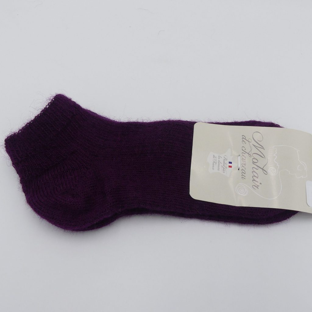 socquettes en laine mohair prune