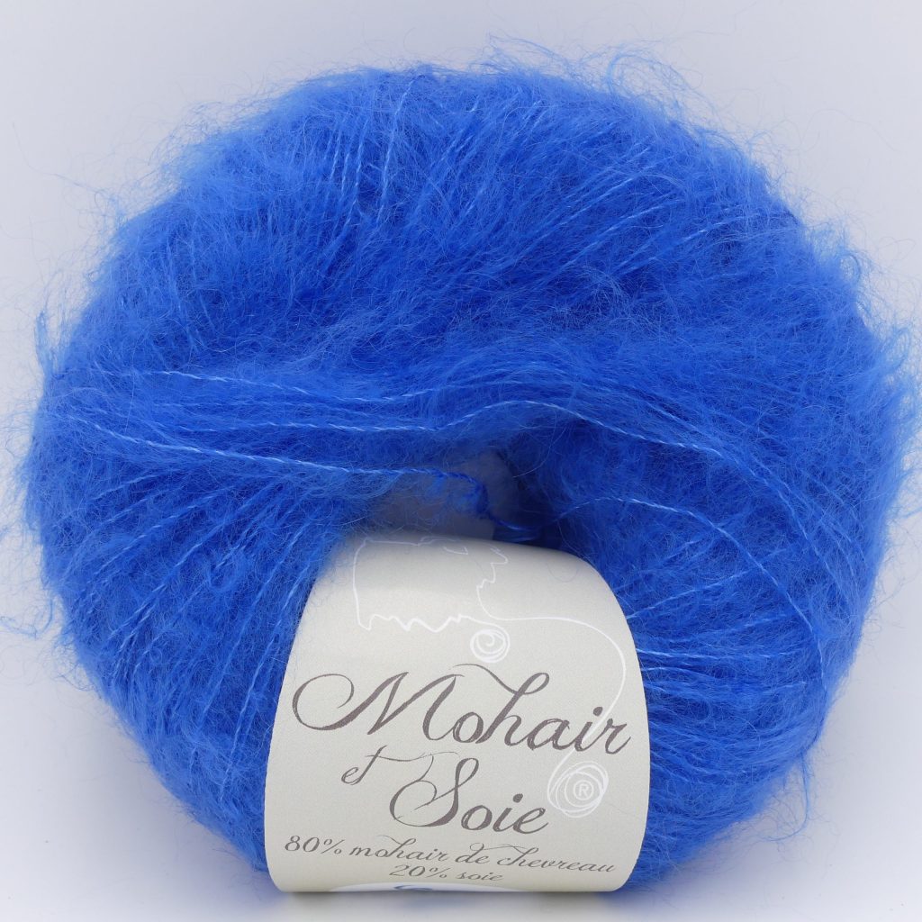 pelote de laine mohair et soie diva bleu royal
