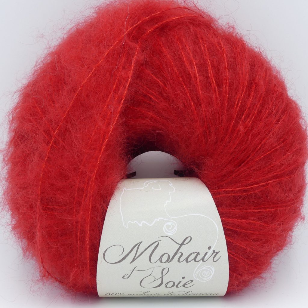 pelote de laine mohair et soie diva cerise