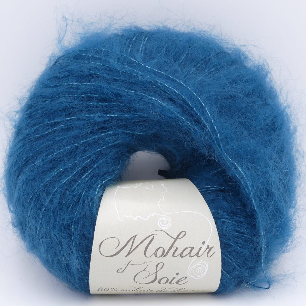 pelote de laine mohair et soie diva col vert